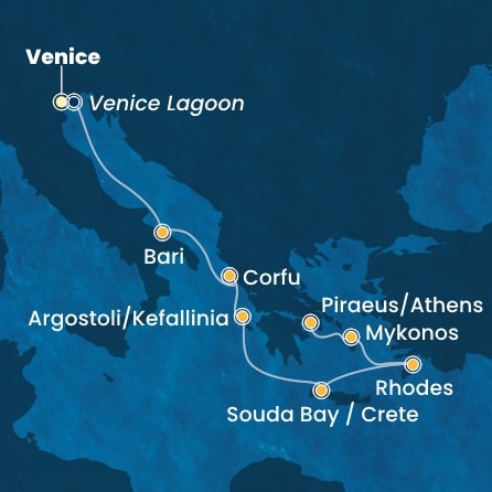 Harta croaziera Italy, Greece