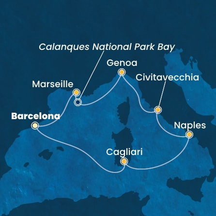 Harta croaziera Spain, Italy, France