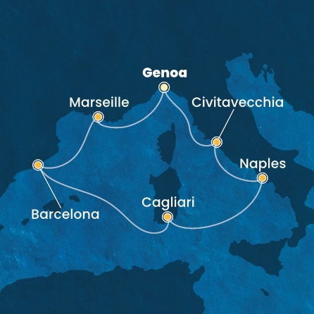 Harta croaziera Italy, France, Spain