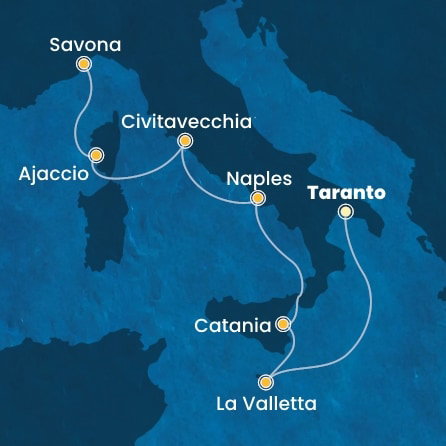 Harta croaziera Malta, Italy, Corsica (France)