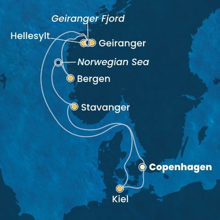 Harta croaziera Denmark, Norway, Germany