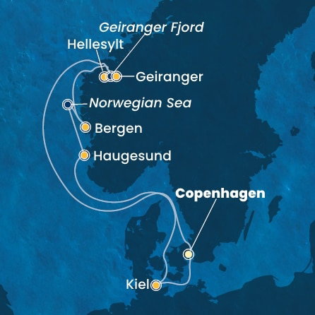 Harta croaziera Denmark, Norway, Germany