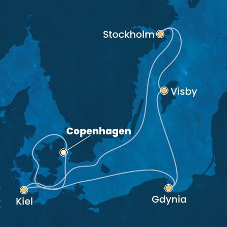 Harta croaziera Denmark, Poland, Sweden, Germany