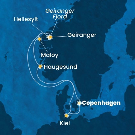 Harta croaziera Denmark, Norway, Germany