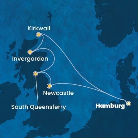 Harta croaziera Germany, England, Scotland