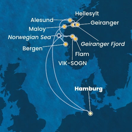 Harta croaziera Germany, Norway
