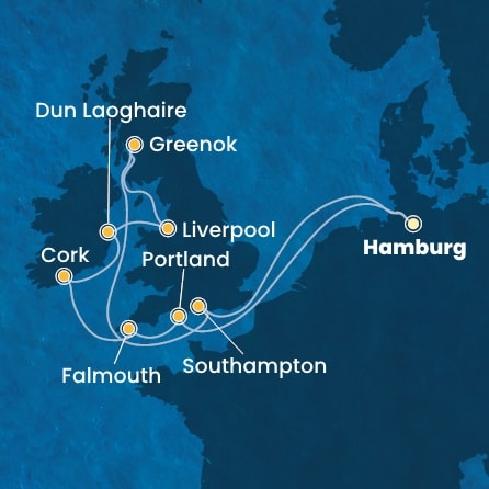 Harta croaziera Germany, England, Ireland