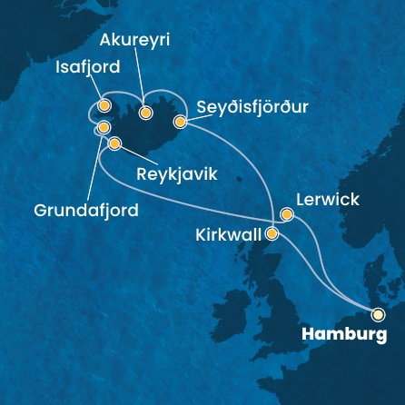 Harta croaziera Germany, Scotland, Iceland