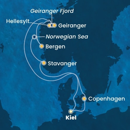 Harta croaziera Germany, Denmark, Norway