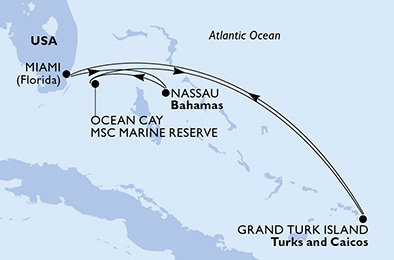 Harta croaziera Croazieră în America Centrală și Caraibe