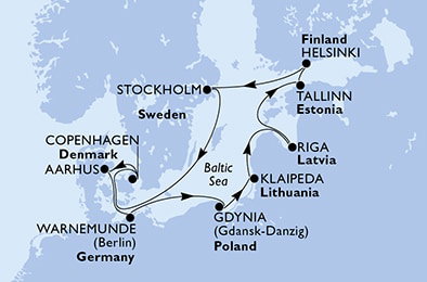 Harta croaziera Croazieră în Europa de Nord
