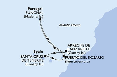 Harta croaziera Croazieră în Insulele Canare
