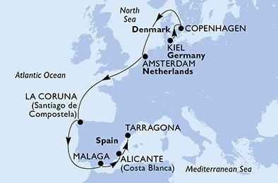 Harta croaziera Croazieră în Europa de Nord
