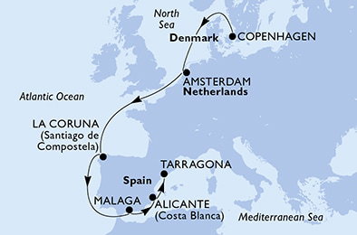 Harta croaziera Croazieră în Europa de Nord