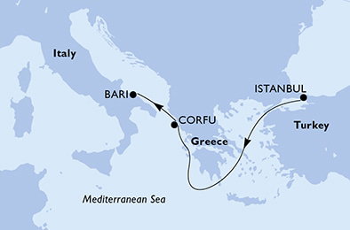 Harta croaziera Croazieră în Mediterana