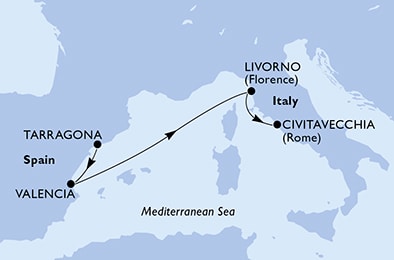 Harta croaziera Croazieră în Mediterana