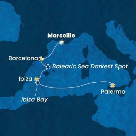 Harta croaziera France, Spain, Balearic Islands, Italy