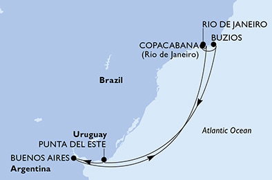 Harta croaziera Croazieră în America