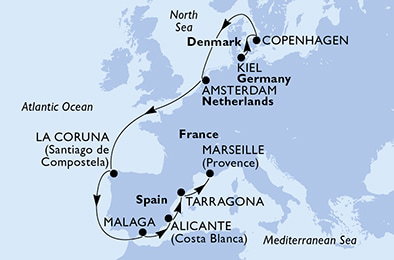 Harta croaziera Croazieră în Europa de Nord
