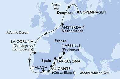 Harta croaziera Croazieră în Europa de Nord