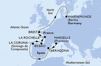 Harta croaziera Croazieră în Europa de Nord