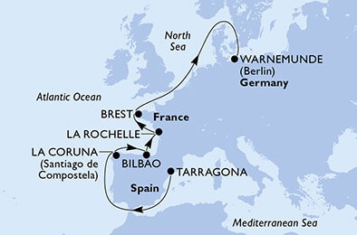 Harta croaziera Croazieră în Europa de Nord