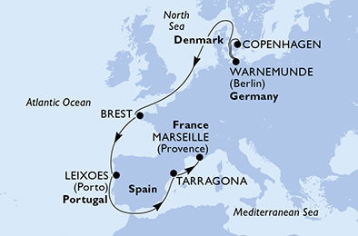 Harta croaziera Croazieră în Europa de Nord
