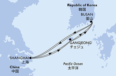 Harta croaziera Croazieră în Asia