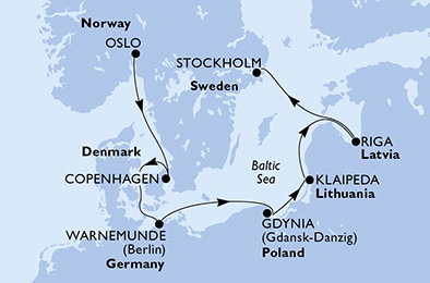 Harta croaziera Croazieră în Europa de Nord
