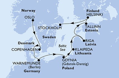 Harta croaziera Croazieră în Europa de Nord