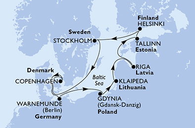 Harta croaziera Croazieră în Europa de Nord