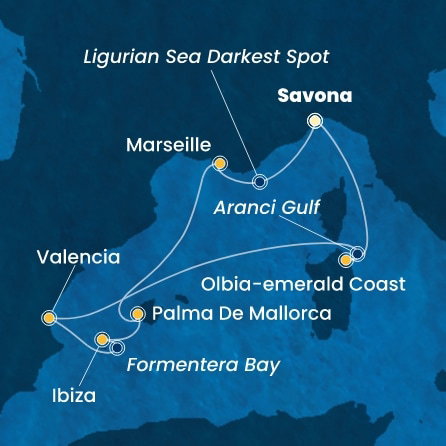 Harta croaziera Italy, Spain, Balearic Islands, France