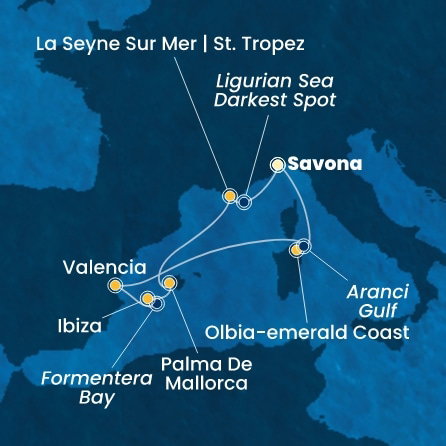 Harta croaziera Italy, Spain, Balearic Islands, France