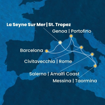 Harta croaziera France, Spain, Italy