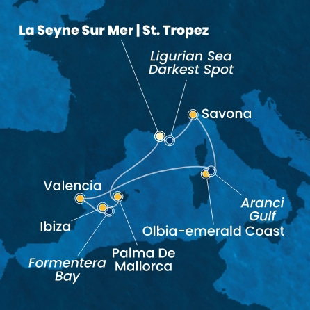 Harta croaziera France, Italy, Spain, Balearic Islands
