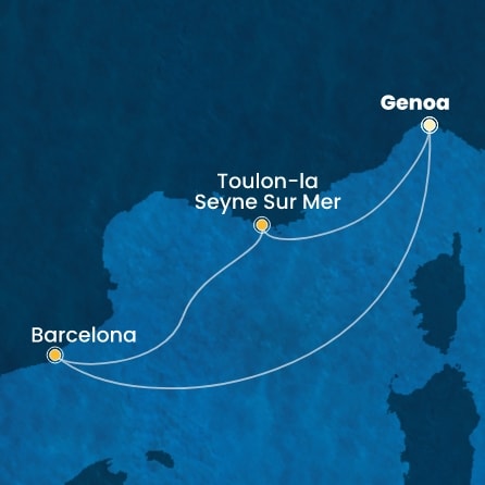 Harta croaziera Italy, France, Spain