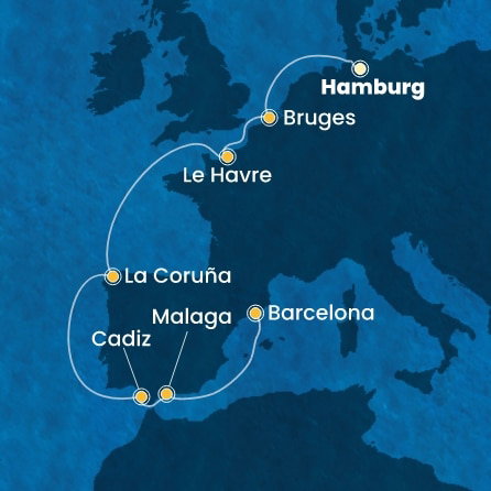 Harta croaziera Germany, Belgium, France, Spain