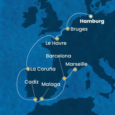 Harta croaziera Germany, Belgium, France, Spain