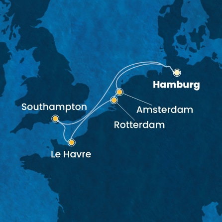 Harta croaziera Germany, England, France, Netherlands