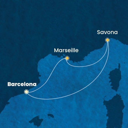 Harta croaziera Spain, France, Italy