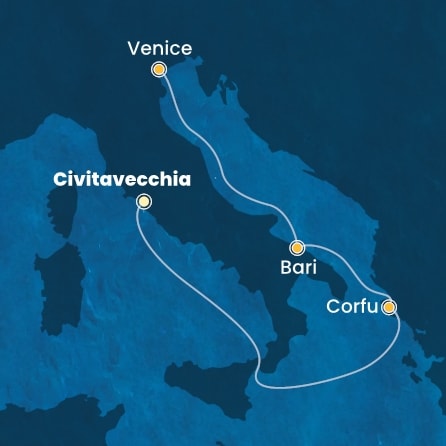 Harta croaziera Italy, Greece