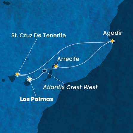 Harta croaziera Croazieră în Insulele Canare