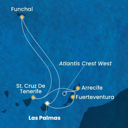 Harta croaziera Croazieră în Insulele Canare