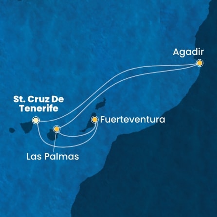 Harta croaziera Croazieră în Insulele Canare