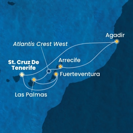 Harta croaziera Croazieră în Insulele Canare
