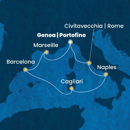 Harta croaziera Italy, France, Spain