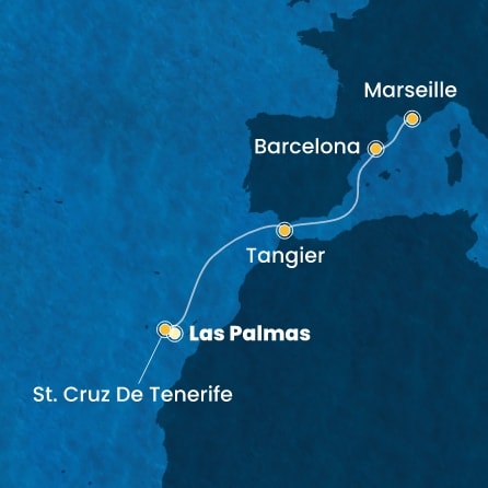 Harta croaziera Canary Islands, Morocco, Spain, France