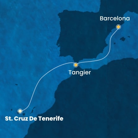 Harta croaziera Canary Islands, Morocco, Spain