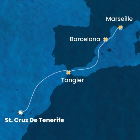 Harta croaziera Canary Islands, Morocco, Spain, France