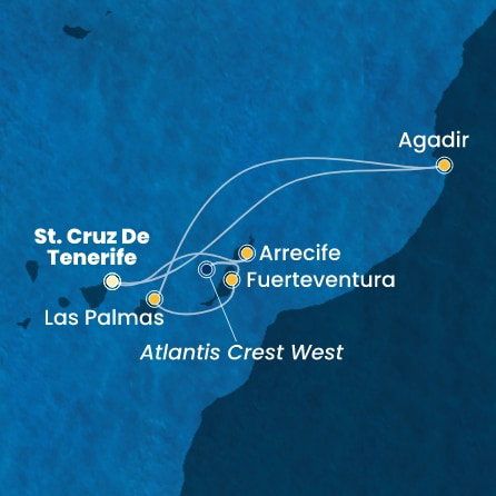 Harta croaziera Croazieră în Insulele Canare